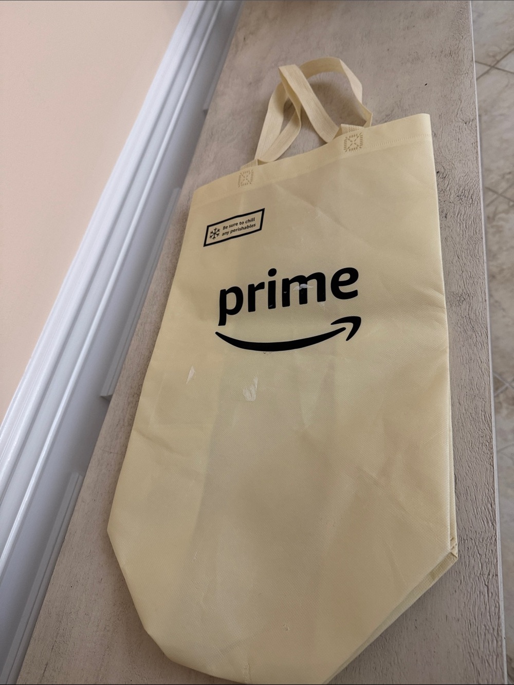 50 Amazon Prime Reusable Tote Bag - Cream with Black Logo